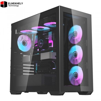DarkFlash DLX4000 Glass Black E-ATX Case | 9 ARGB Fans Included