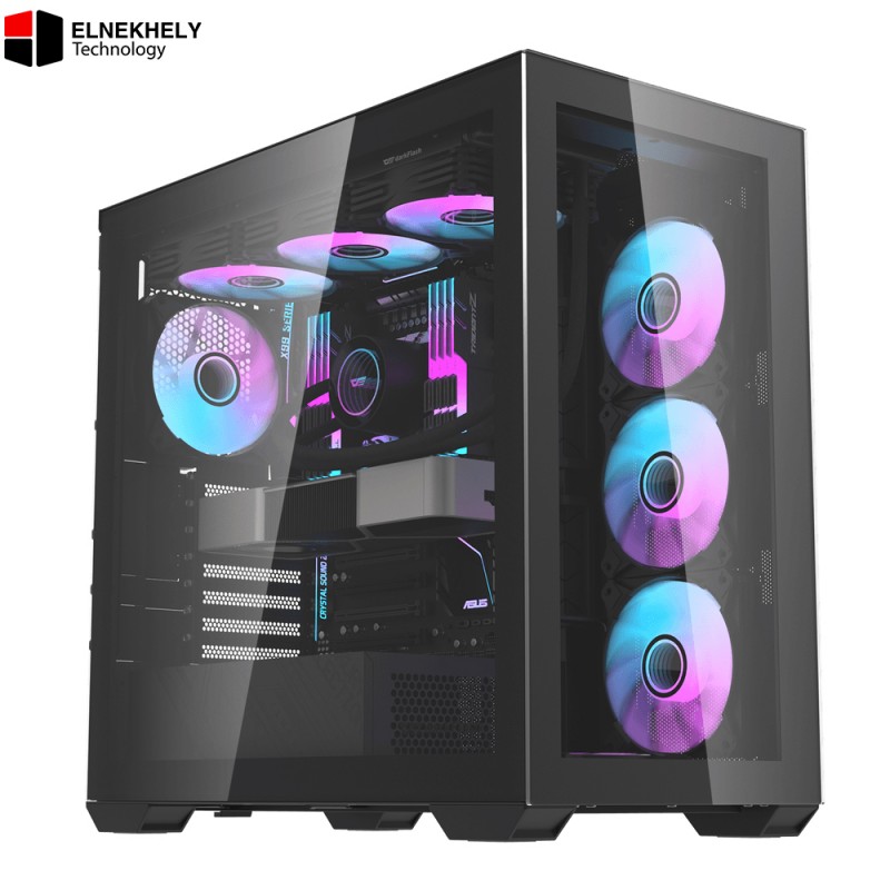 DarkFlash DLX4000 Glass White E-ATX Case | 9 ARGB Fans Included