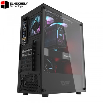 darkflash DK100 Black ATX Case – Tempered Glass Side Panel – USB 3.0