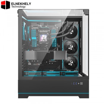 Darkflash DY450L Pro Black ATX Case – Smart Temp Display – 480mm Radiator Support