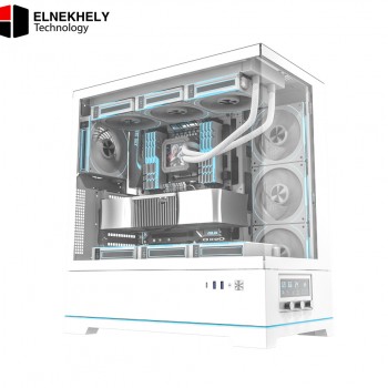 Darkflash DY451 Pro White ATX Case – Smart Temp Display – 10x Fan Support – Dual 360mm Radiator