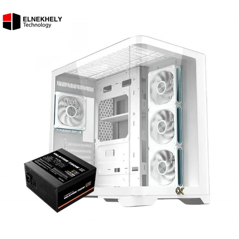Xigmatek Crystal Storm Arctic V2 E-ATX Case + Valkyrie 750W 80+ Bronze PSU - White Xigmatek Crystal Storm Arctic V2 E-ATX Case + Valkyrie 750W 80+ Bronze PSU - White