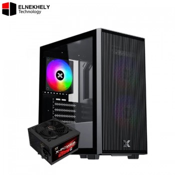 XIGMATEK Amun Micro Tower Case with 3 ARGB PWM Fans & X-Power 650W 80 Plus PSU – EN90427, Black