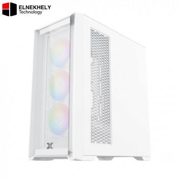 Xigmatek Zoser Arctic ARGB – High-Performance E-ATX Super-Mid Tower, 4x ARGB Fans Pre-installed, 185mm CPU Clearance