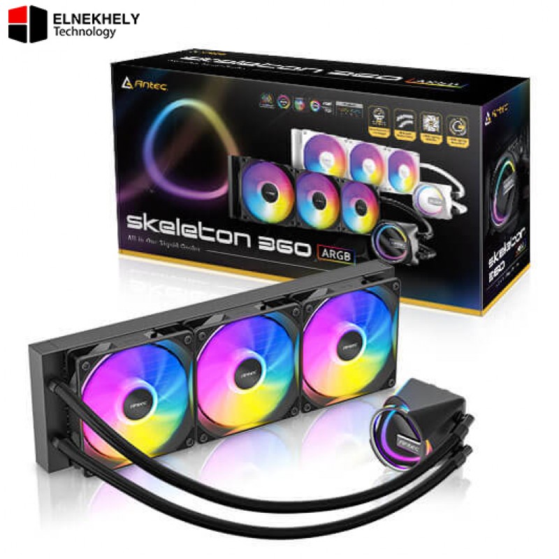 Antec Skeleton 360mm ARGB Liquid Cooler Skeleton Frame Pump 3x 120mm PWM Fans BLACK