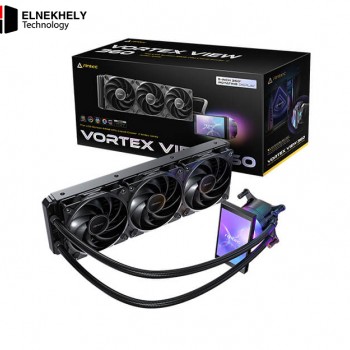 Antec Vortex View 360 AIO Liquid CPU Cooler – 5-inch IPS Display, 3x120mm PWM Fans, Intel LGA 1851/1700 & AMD AM5