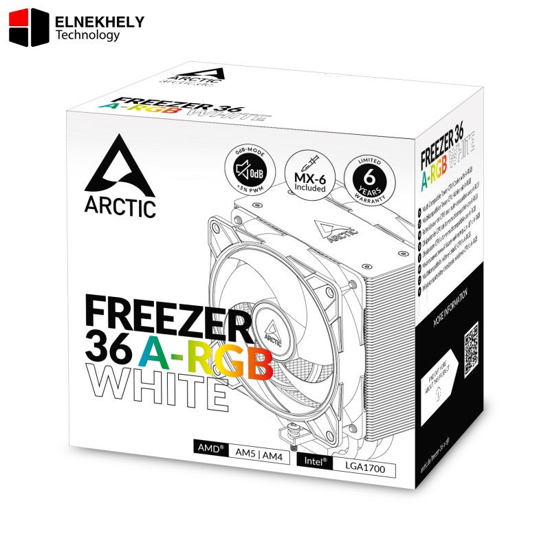 Arctic Freezer 36 ARGB White Tower Air CPU Cooler – Dual P12 PWM Fans, Intel LGA 1851/1700 & AMD AM5 Arctic Freezer 36 ARGB White Tower Air CPU Cooler – Dual P12 PWM Fans, Intel LGA 1851/1700 & AMD AM5