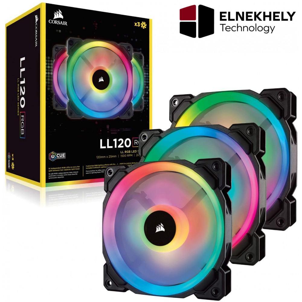 Corsair iCUE LL120 RGB Kit of 3 Addressable RGB 6001500 RPM Case Fans