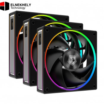 ID-COOLING MF-1230 ARGB-K TRIO Dual Ball Bearing Magnetic Connection 30mm Thickened Frame PWM Fans (3-Pack Black)
