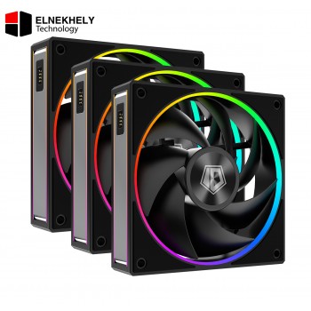 ID-COOLING MF-1230 ARGB-K TRIO Dual Ball Bearing Magnetic Connection 30mm Thickened Frame PWM Fans (3-Pack Black)