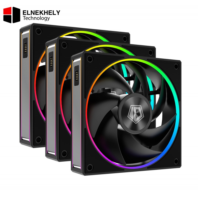 ID-COOLING MF-1230 ARGB-K TRIO Dual Ball Bearing Magnetic Connection 30mm Thickened Frame PWM Fans (3-Pack Black) ID-COOLING MF-1230 ARGB-K TRIO Dual Ball Bearing Magnetic Connection 30mm Thickened Frame PWM Fans (3-Pack Black)