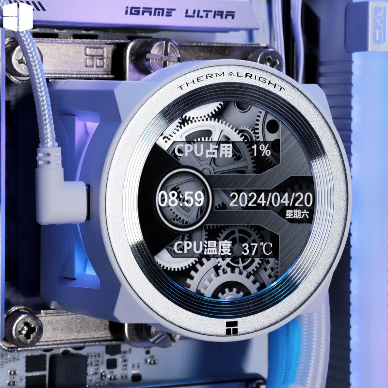 Thermalright Core Vision 360 White ARGB Liquid Cooler 2.73 inch LCD Display 3x TL-E12W-S V2 Fans Thermalright Core Vision 360 White ARGB Liquid Cooler 2.73 inch LCD Display 3x TL-E12W-S V2 Fans