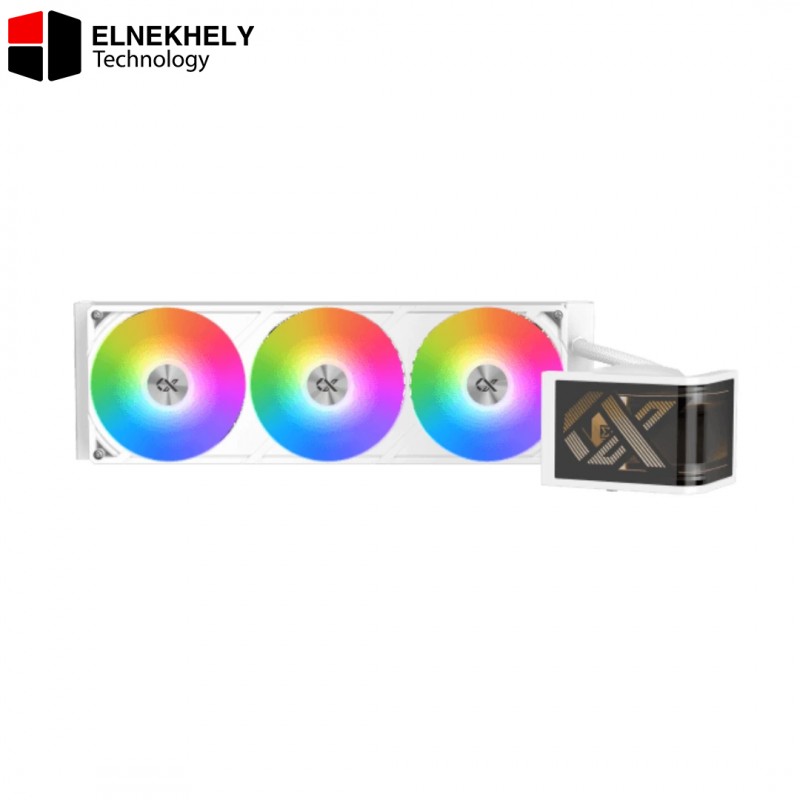 Xigmatek Connect Ultra 360 Arctic ARGB Liquid CPU Cooler – 6.8 Inch Curved AMOLED Flexible Screen, 360mm Radiator, White Edition, LGA 1851 & AM5