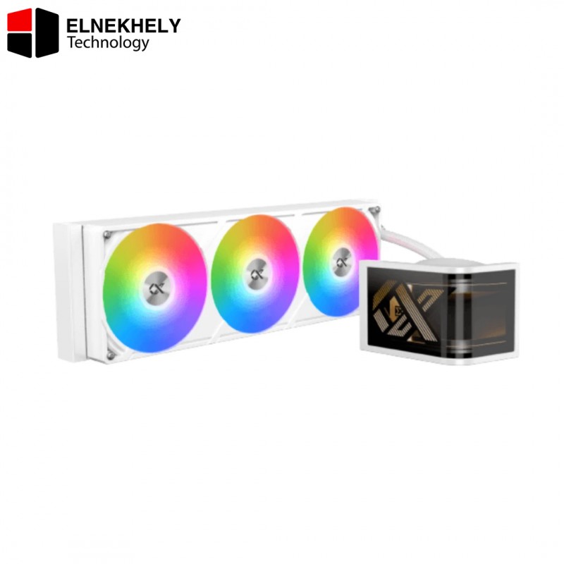Xigmatek Connect Ultra 360 Arctic ARGB Liquid CPU Cooler – 6.8 Inch Curved AMOLED Flexible Screen, 360mm Radiator, White Edition, LGA 1851 & AM5