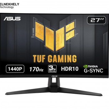 ASUS TUF Gaming Monitor 27" 2K HDR (VG27AQ1A) - WQHD (2560x1440), IPS, 170Hz (Supports 144Hz), 1ms, Extreme Low Motion Blur, Speaker, G-SYNC Compatible, VESA Mountable, DisplayPort, HDMI