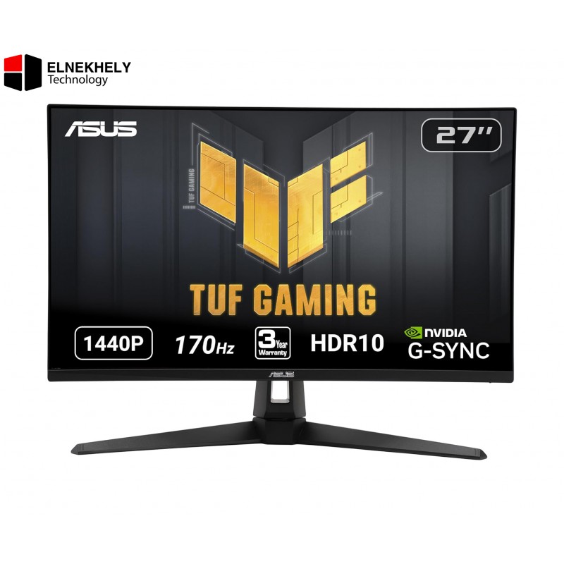 ASUS TUF Gaming Monitor 27" 2K HDR (VG27AQ1A) - WQHD (2560x1440), IPS, 170Hz (Supports 144Hz), 1ms, Extreme Low Motion Blur, Speaker, G-SYNC Compatible, VESA Mountable, DisplayPort, HDMI ASUS TUF Gaming Monitor 27" 2K HDR (VG27AQ1A) - WQHD (2560x1440), IPS, 170Hz (Supports 144Hz), 1ms, Extreme Low Motion Blur, Speaker, G-SYNC Compatible, VESA Mountable, DisplayPort, HDMI