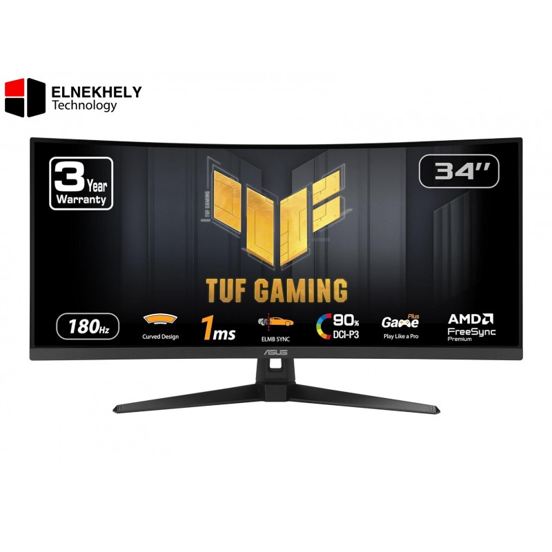 ASUS TUF Gaming 34” Ultra-Wide Curved Monitor (VG34VQ3B) – 21:9 QHD (3440x1440), 180Hz, 1ms, Extreme Low Motion Blur Sync, FreeSync Premium, Speaker, 90% DCI-P3, DisplayWidget Center ASUS TUF Gaming 34” Ultra-Wide Curved Monitor (VG34VQ3B) – 21:9 QHD (3440x1440), 180Hz, 1ms, Extreme Low Motion Blur Sync, FreeSync Premium, Speaker, 90% DCI-P3, DisplayWidget Center