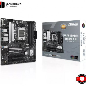ASUS PRIME B650M-A II-CSM Micro-ATX Motherboard – DDR5, PCIe 5.0 M.2, 2.5Gb Ethernet, DisplayPort, HDMI, VGA, Rear USB 3.2 Gen 2, Front USB 3.2 Gen 1 Type-C, BIOS FlashBack, Aura Sync