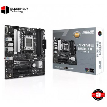 ASUS PRIME B650M-A II-CSM Micro-ATX Motherboard – DDR5, PCIe 5.0 M.2, 2.5Gb Ethernet, DisplayPort, HDMI, VGA, Rear USB 3.2 Gen 2, Front USB 3.2 Gen 1 Type-C, BIOS FlashBack, Aura Sync