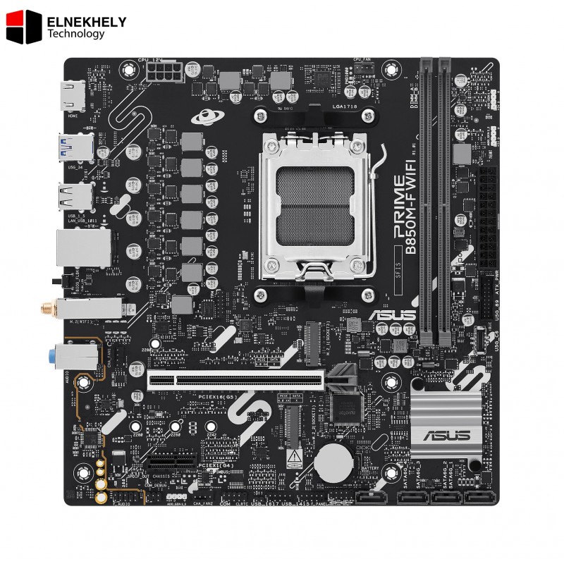 ASUS PRIME B850M-F WIFI AM5 Micro-ATX Motherboard – AMD B850 Chipset, DDR5 256GB Support, PCIe 5.0, Built-in Wi-Fi, HDMI, 2x M.2 Slots
