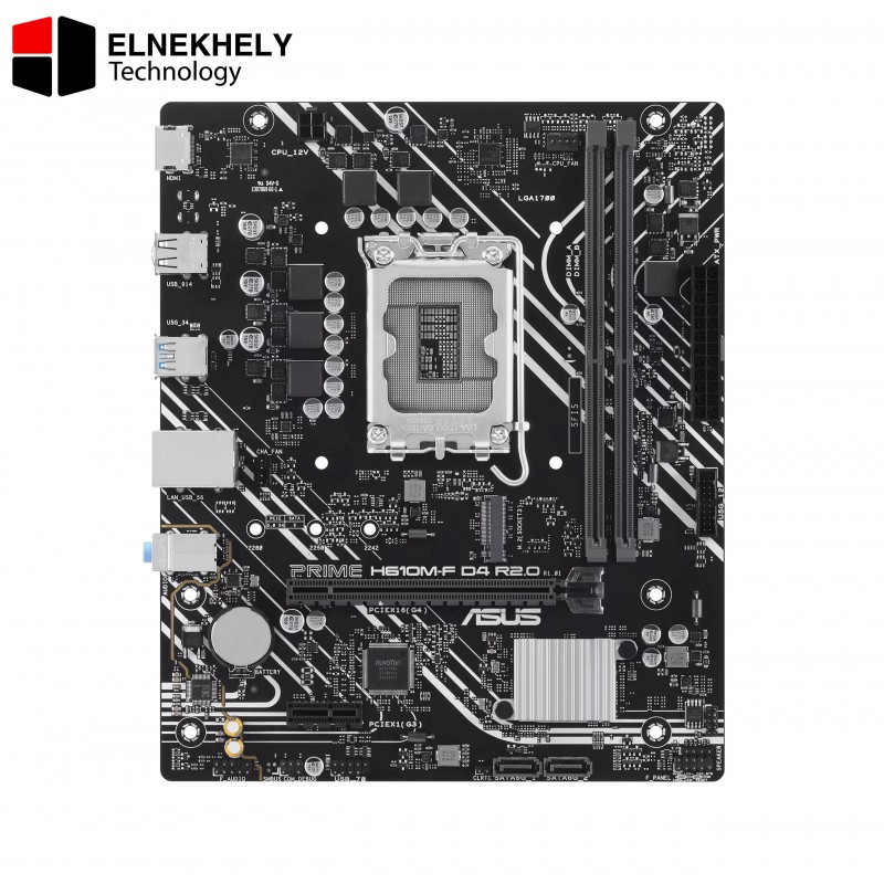 ASUS PRIME H610M-F D4 R2.0 LGA 1700 Micro-ATX Motherboard – Supports Intel 12th, 13th & 14th Gen CPUs, PCIe 4.0, Dual DDR4 Slots, M.2 Slot, SATA 6Gbps, Realtek 1Gb LAN, HDMI, USB 5Gbps Ports ASUS PRIME H610M-F D4 R2.0 LGA 1700 Micro-ATX Motherboard – Supports Intel 12th, 13th & 14th Gen CPUs, PCIe 4.0, Dual DDR4 Slots, M.2 Slot, SATA 6Gbps, Realtek 1Gb LAN, HDMI, USB 5Gbps Ports