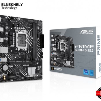 ASUS PRIME H610M-F D4 R2.0 LGA 1700 Micro-ATX Motherboard – Supports Intel 12th, 13th & 14th Gen CPUs, PCIe 4.0, Dual DDR4 Slots, M.2 Slot, SATA 6Gbps, Realtek 1Gb LAN, HDMI, USB 5Gbps Ports