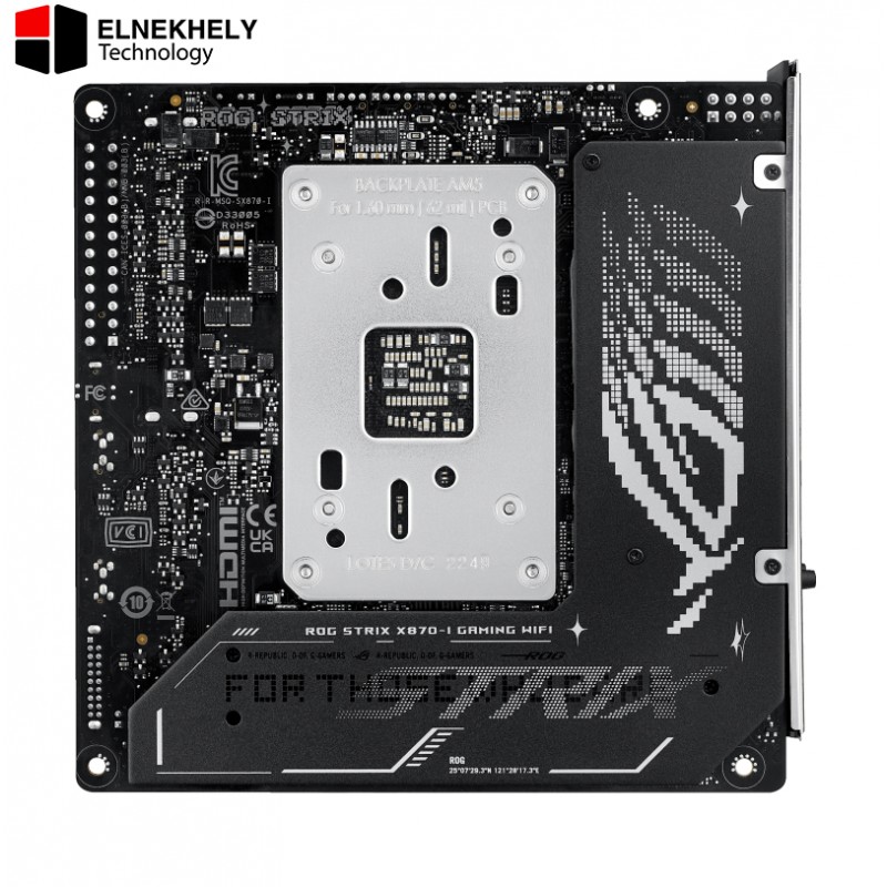ASUS ROG STRIX X870-I GAMING WIFI AMD AM5 X870 Mini ITX motherboard 10+2+1 power stages, Dynamic OC Switcher, Core Flex, DDR5 AEMP, WiFi7, 2x M.2, PCIe®5.0, Q-Release Slim, USB4, AI OCing & Networking ASUS ROG STRIX X870-I GAMING WIFI AMD AM5 X870 Mini ITX motherboard 10+2+1 power stages, Dynamic OC Switcher, Core Flex, DDR5 AEMP, WiFi7, 2x M.2, PCIe®5.0, Q-Release Slim, USB4, AI OCing & Networking