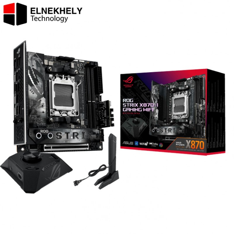 ASUS ROG STRIX X870-I GAMING WIFI AMD AM5 X870 Mini ITX motherboard 10+2+1 power stages, Dynamic OC Switcher, Core Flex, DDR5 AEMP, WiFi7, 2x M.2, PCIe®5.0, Q-Release Slim, USB4, AI OCing & Networking ASUS ROG STRIX X870-I GAMING WIFI AMD AM5 X870 Mini ITX motherboard 10+2+1 power stages, Dynamic OC Switcher, Core Flex, DDR5 AEMP, WiFi7, 2x M.2, PCIe®5.0, Q-Release Slim, USB4, AI OCing & Networking