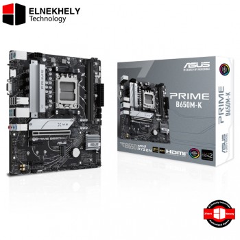 ASUS PRIME B650M-K Micro-ATX Motherboard – AMD AM5 Socket, DDR5 Memory, PCIe 5.0 M.2, Realtek 2.5Gb Ethernet, HDMI, VGA, USB 3.2 Gen 2, Front USB Type-C, BIOS FlashBack, Aura Sync RGB, Advanced Cooling & ASUS OptiMem II