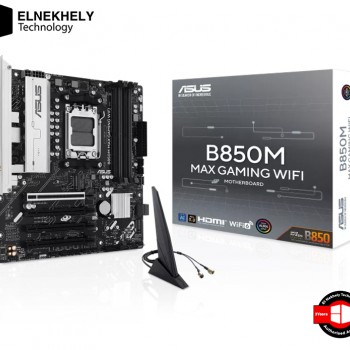 ASUS B850M MAX GAMING WIFI mATX AM5 Socket, DDR5 8000+ OC, PCIe 5.0, and Integrated WiFi 6 Motherboard