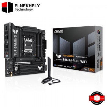 ASUS TUF Gaming B850M-PLUS WiFi AMD AM5 B850 mATX Motherboard, 14+2+1 80A DrMOS Stages, DDR5, PCIe 5.0, 3X M.2, Wi-Fi 6E, 2.5Gb LAN, DP, HDMI™, USB 10Gbps & 20Gbps Type-C®, BIOS Flashback™, Aura Sync
