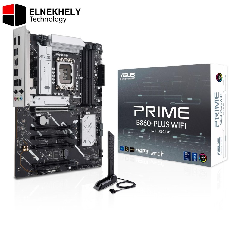 ASUS Prime B860-Plus WiFi Motherboard – LGA1851, DDR5 Support, PCIe 5.0, WiFi 7, 2.5G LAN, M.2 Slots, ATX Board for Next-Gen Intel Processors