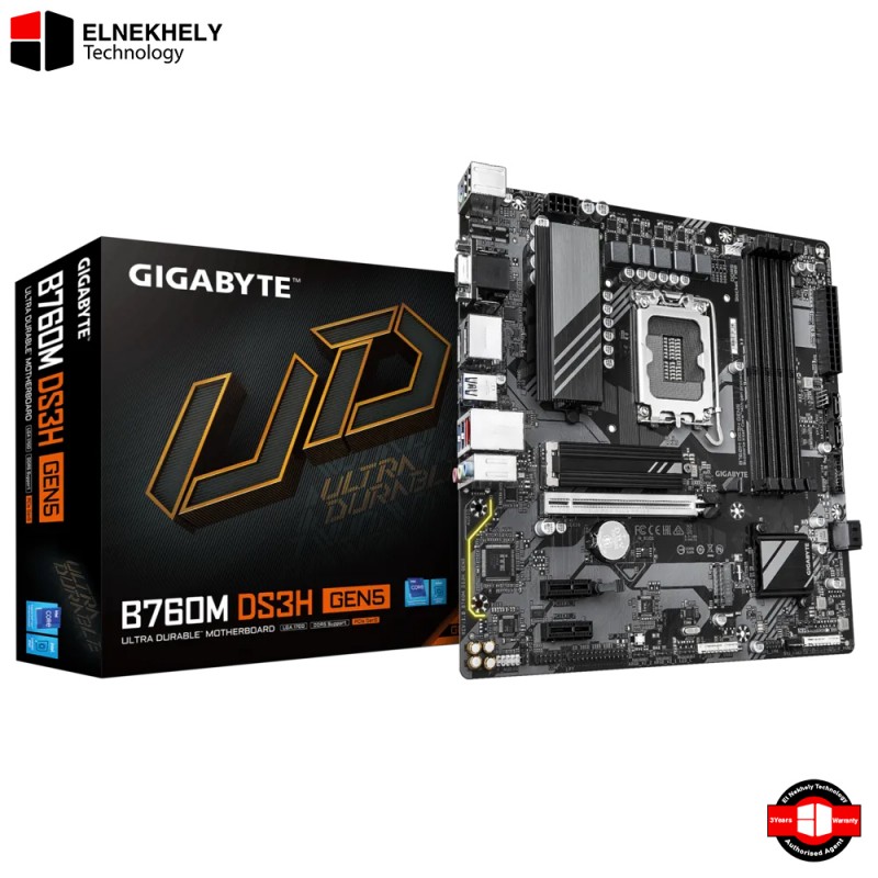 GIGABYTE B760M DS3H DDR5 Gen5 Motherboard – LGA1700, 13th & 12th Gen Intel Support, PCIe 5.0, Dual M.2, USB 3.2 Gen2, Micro ATX GIGABYTE B760M DS3H DDR5 Gen5 Motherboard – LGA1700, 13th & 12th Gen Intel Support, PCIe 5.0, Dual M.2, USB 3.2 Gen2, Micro ATX