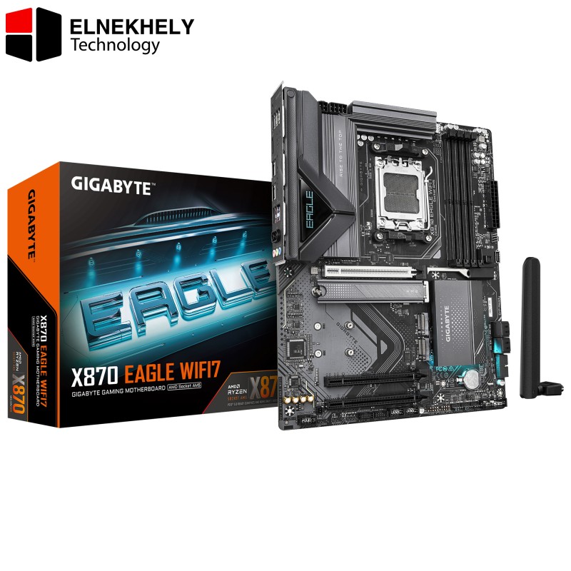 Elnekhely Technology GIGABYTE X870 Eagle WIFI7 AMD AM5 LGA 1718 Motherboard, ATX, DDR5, 4X M.2, PCIe 5.0, USB4, WIFI7, 2.5GbE LAN, EZ-Latch Elnekhely Technology GIGABYTE X870 Eagle WIFI7 AMD AM5 LGA 1718 Motherboard, ATX, DDR5, 4X M.2, PCIe 5.0, USB4, WIFI7, 2.5GbE LAN, EZ-Latch
