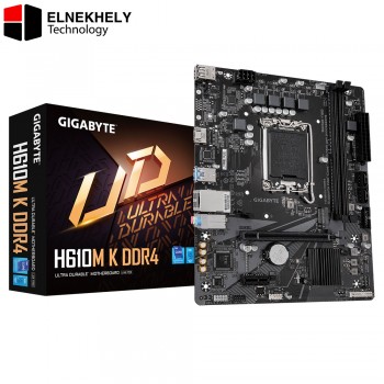 GIGABYTE H610M K DDR4 (Rev. 1.0) Micro-ATX Motherboard – Intel H610 Chipset, LGA1700 Support for 14th/13th/12th Gen Intel Core CPUs, DDR4 Dual Channel, PCIe 4.0, Gen3 x4 M.2 NVMe, GbE LAN, Smart Fan 6, Anti-Sulfur Design*