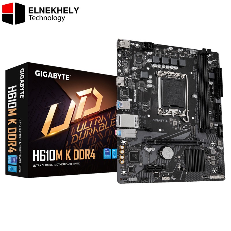GIGABYTE H610M K DDR4 (Rev. 1.0) Micro-ATX Motherboard – Intel H610 Chipset, LGA1700 Support for 14th/13th/12th Gen Intel Core CPUs, DDR4 Dual Channel, PCIe 4.0, Gen3 x4 M.2 NVMe, GbE LAN, Smart Fan 6, Anti-Sulfur Design*