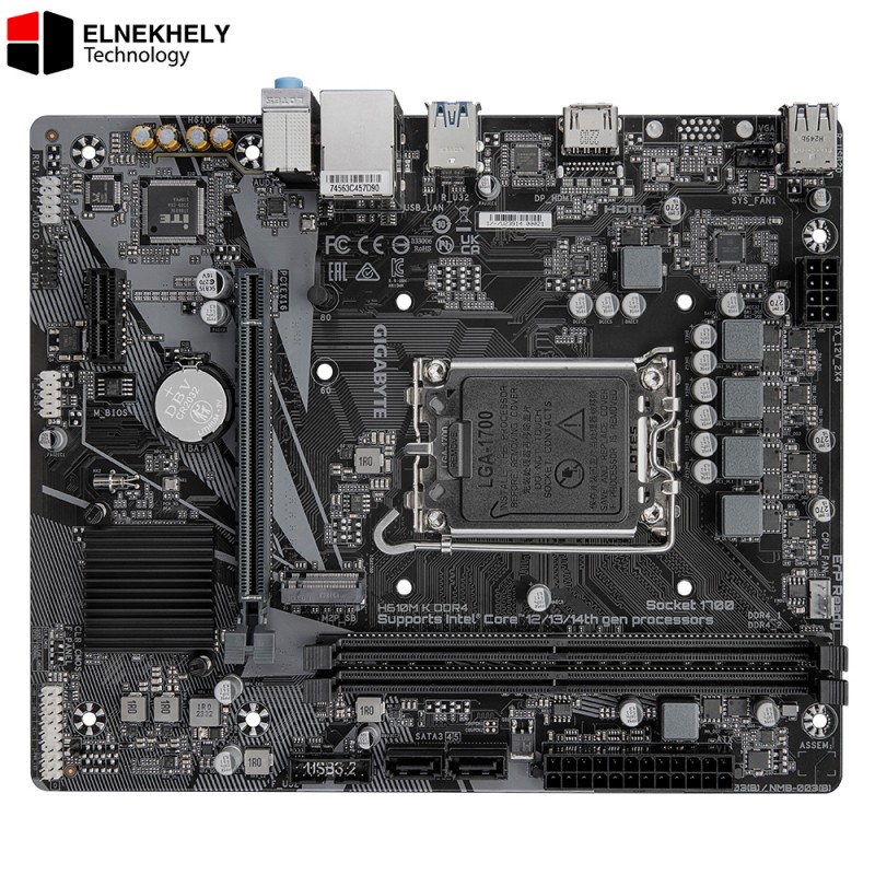 GIGABYTE H610M K DDR4 (Rev. 1.0) Micro-ATX Motherboard – Intel H610 Chipset, LGA1700 Support for 14th/13th/12th Gen Intel Core CPUs, DDR4 Dual Channel, PCIe 4.0, Gen3 x4 M.2 NVMe, GbE LAN, Smart Fan 6, Anti-Sulfur Design*