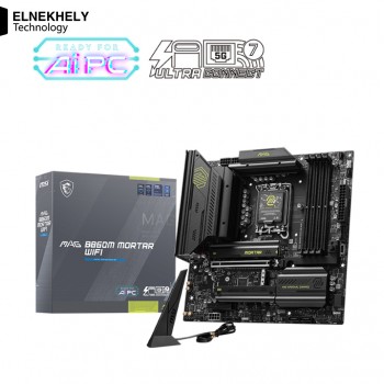 MSI MAG B860M MORTAR WIFI Micro-ATX Motherboard – LGA1851, DDR5, PCIe 5.0 x16, 1× M.2 Gen5 + 2× Gen4, Wi-Fi 7, 5G LAN, Thunderbolt 4, High-Performance Connectivity for Next-Gen CPUs