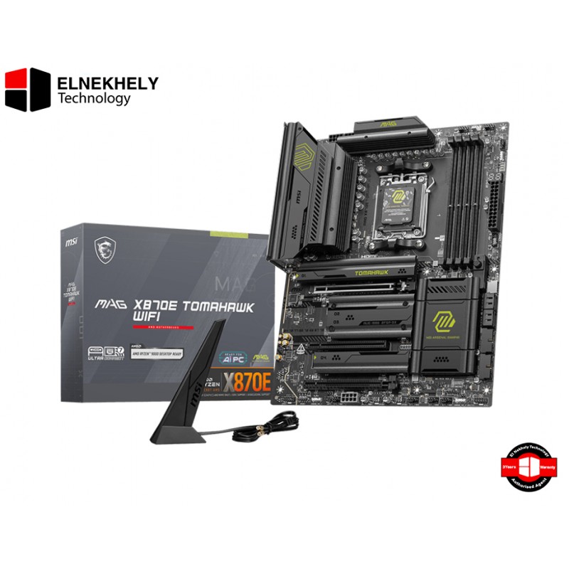 MSI MAG X870E TOMAHAWK WIFI Motherboard – AMD AM5 Socket, DDR5 Support, PCIe 5.0, Wi-Fi 7, 5G LAN, USB 40Gbps, Supplemental PCIe Power, EZ DIY Features, Compatible with Ryzen 9000 Series