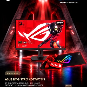 ASUS ROG Strix XG27WCMS 27" QHD Fast VA 280Hz 1ms Curved Gaming Monitor + Special Offer: Free ROG Mousepad