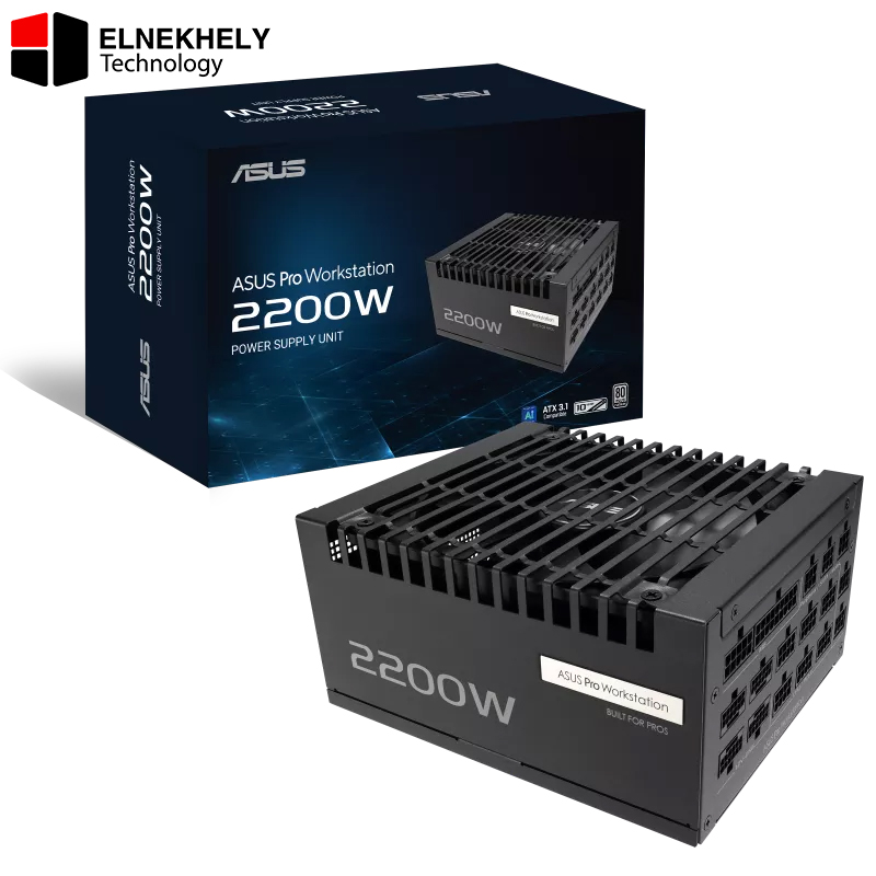 ASUS Pro WS 2200W Platinum – Ultra-Premium 2200W ATX 3.1 Power Supply with PCIe 5.1 12V-2x6, Platinum Efficiency & Extreme Multi-GPU Power for AI, Rendering and Workstations