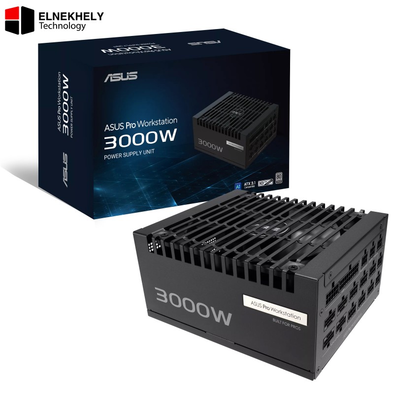 ASUS Pro WS 3000W Platinum PSU – Stable Power Delivery, Supports Up to 4 GPUs for AI Workloads, Professional-Grade Power Supply