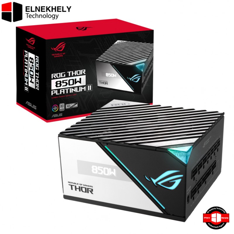 ASUS ROG THOR 850W Platinum II Power Supply | 80 Plus Platinum | Fully Modular | PCIe Gen 5 | ARGB | 0dB Fan | AURA Sync ASUS ROG THOR 850W Platinum II Power Supply | 80 Plus Platinum | Fully Modular | PCIe Gen 5 | ARGB | 0dB Fan | AURA Sync