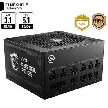 MSI MAG A850GL 850W Full Modular Power Supply – PCIe 5.0 & ATX 3.0 Compatible, 80 Plus Gold Efficiency, High-Performance Gaming PSU