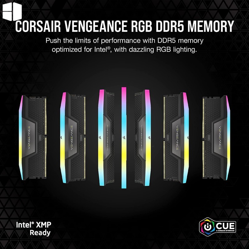Corsair Vengeance RGB DDR5 RAM 48GB (2x24GB) 6000MHz CL36 UDIMM Desktop Memory Kit - Black