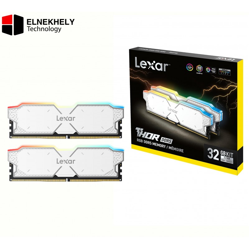 Lexar THOR RGB DDR5 RAM 32GB (2x16GB) 6000MHz CL38 UDIMM Desktop Memory Kit - White