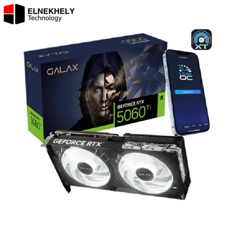 GALAX GeForce RTX 5060 Ti 16GB 1-Click OC Dual Fan Graphics Card – GDDR7 Memory, PCIe 5.0, NVIDIA DLSS 4, Advanced Cooling Design