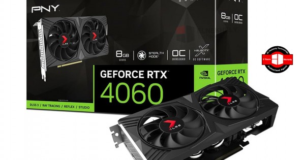 PNY GeForce RTX 4060 8GB XLR8 Gaming Verto Dual Fan OC Graphics