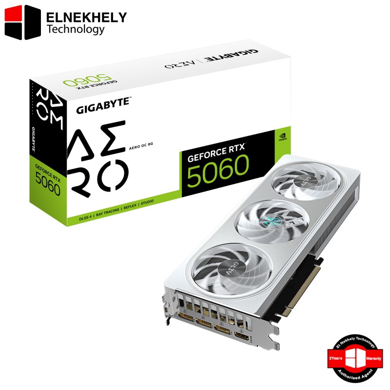 GIGABYTE GeForce RTX 5060 AERO OC 8G Graphics Card – 8GB GDDR7, DLSS 3.5, Ray Tracing, PCIe 5.0, Dual Fan Cooling, HDMI 2.1a & DisplayPort 2.1