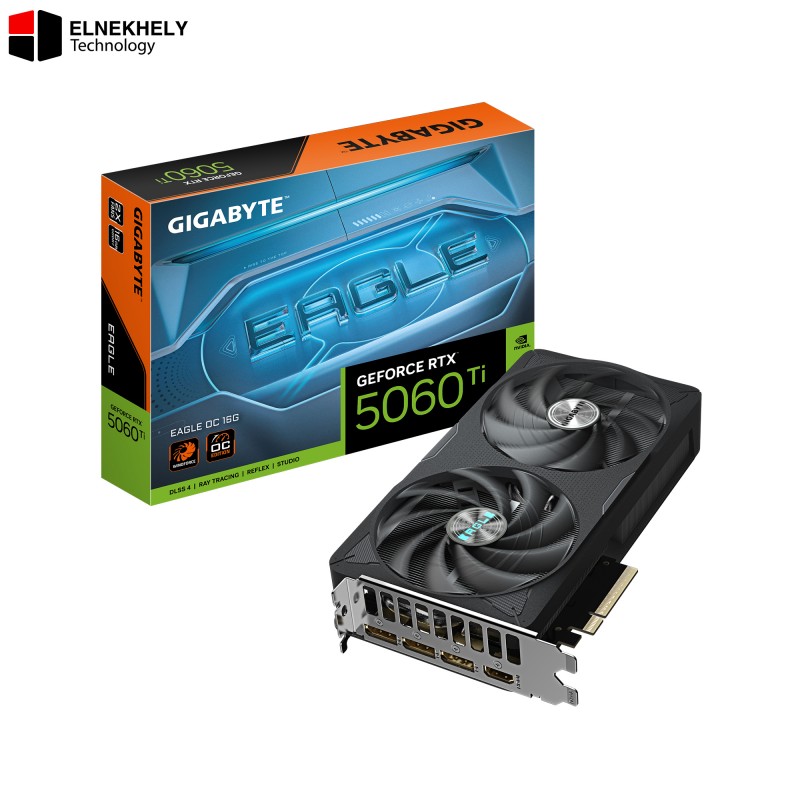GIGABYTE GeForce RTX 5060 Ti EAGLE OC 16GB GDDR7 Graphics Card – GV-N506TEAGLE OC-16GD, PCIe 5.0, Advanced WINDFORCE Cooling, Ray Tracing & DLSS Support